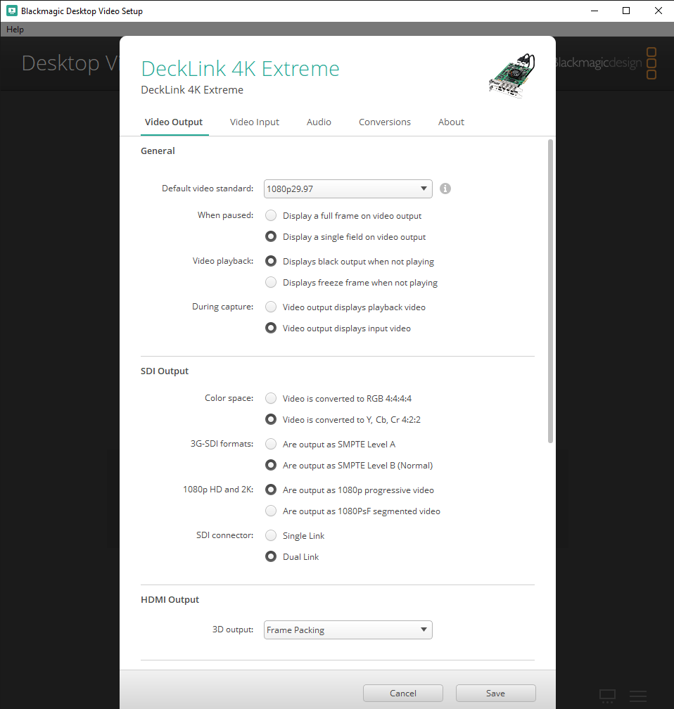 Desktop Video Settings