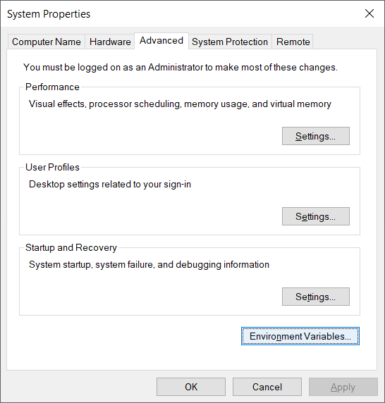 System Properties screenshot